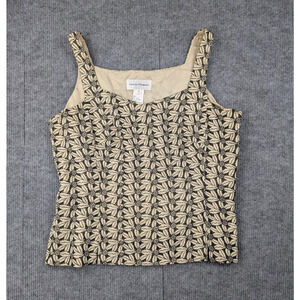 Rena Rowan Blouse Womens 8 Silk Floral Tank Vintage Cottage 90s Art Neutral Y2K